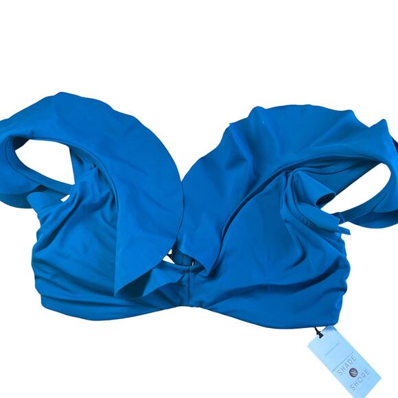 Shade & Shore Women's Teal Blue Ruffle Bralette Bikini Top - Size 36B - NWT - Picture 4 of 12